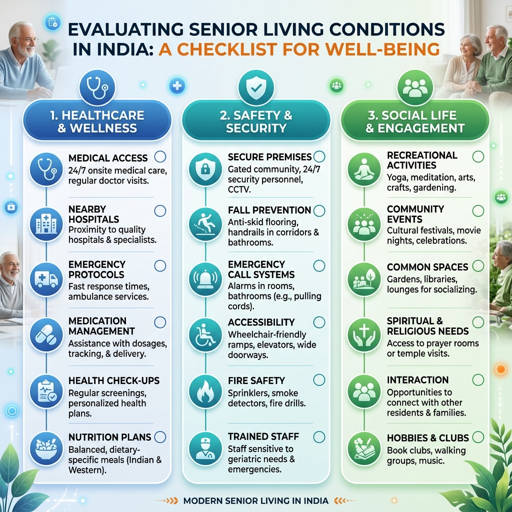 Checklist for evaluating living conditions for seniors in India